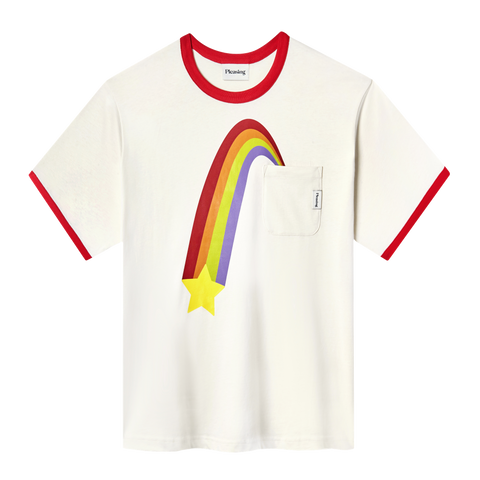 The Rainbow Ray Ringer Tee in Cherry Cloud