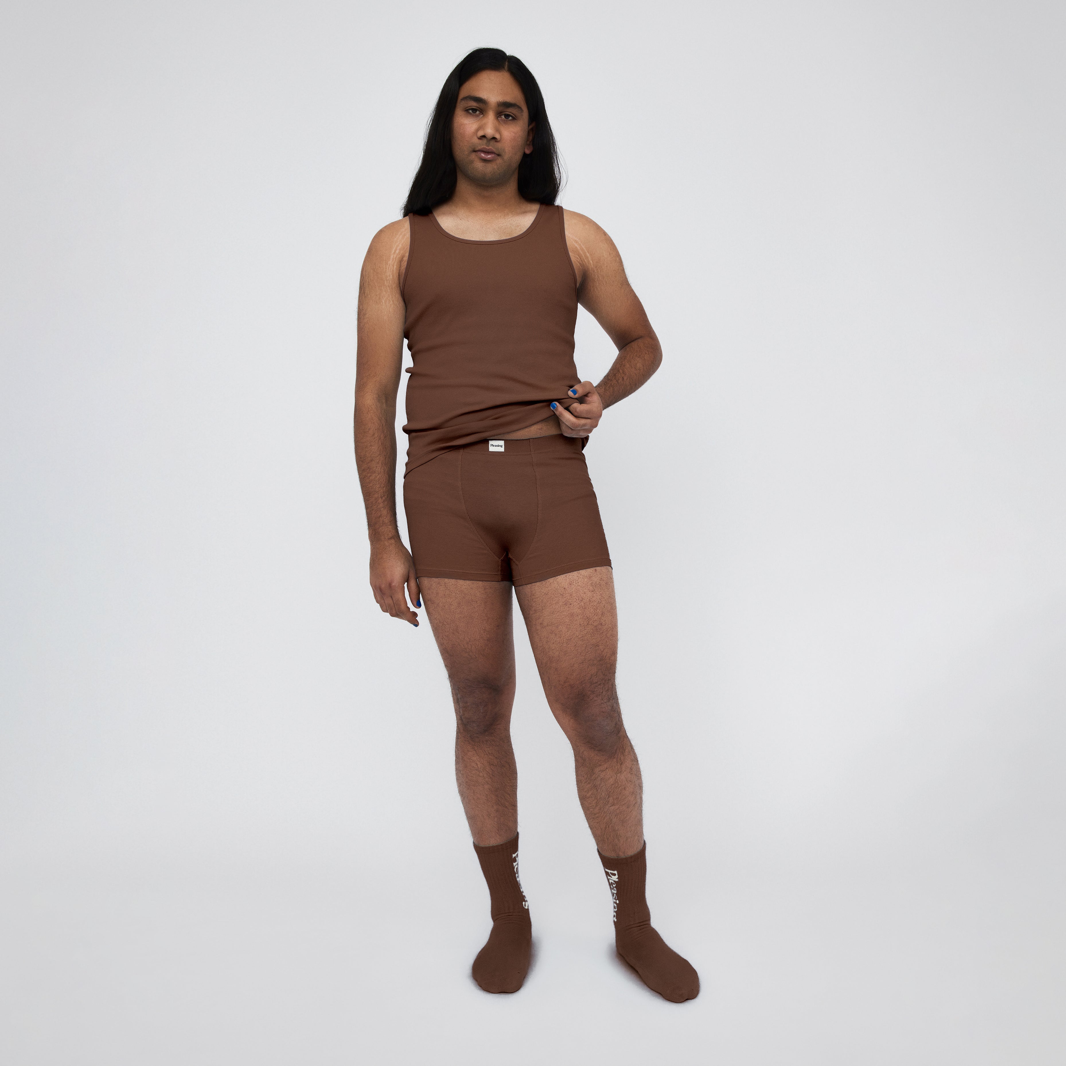 The Pleasing Ribbed Boxer Brief in Brown