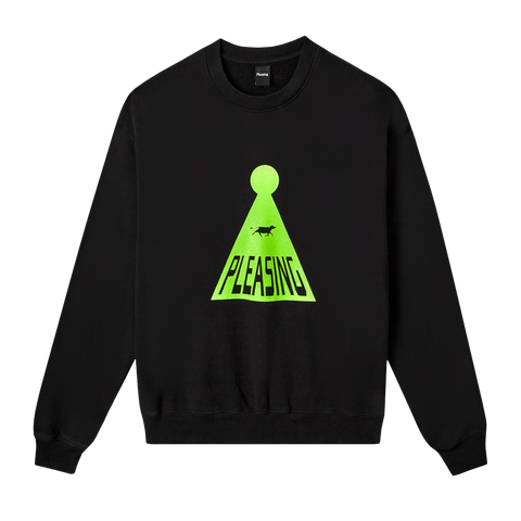 The Abducted Cow Crewneck in Black and Neon Green