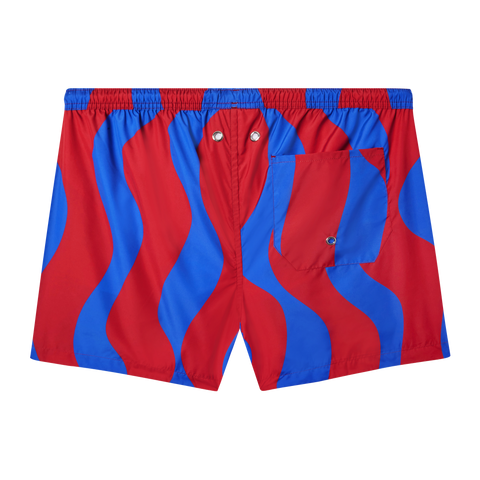 The Squiggle Short in Deep Cherry Blue