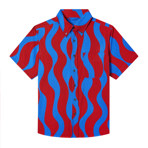 The Squiggle Shirt in Deep Cherry Blue