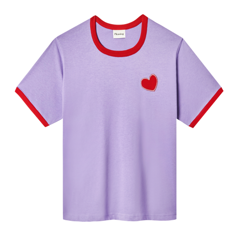 The Pleasing Loves You Ringer Tee in Violet Cherry